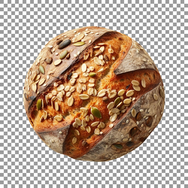 Freshly baked nuts bread loaf isolated on transparent background