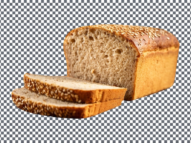 Freshly baked sesame bread loaf isolated on transparent background