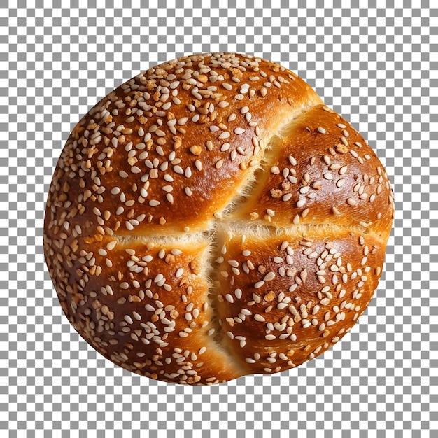 Freshly baked sesame seeds bread loaf isolated on transparent background