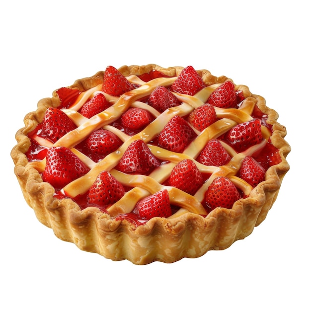 A Freshly Baked Strawberry Pie With a Lattice Crust