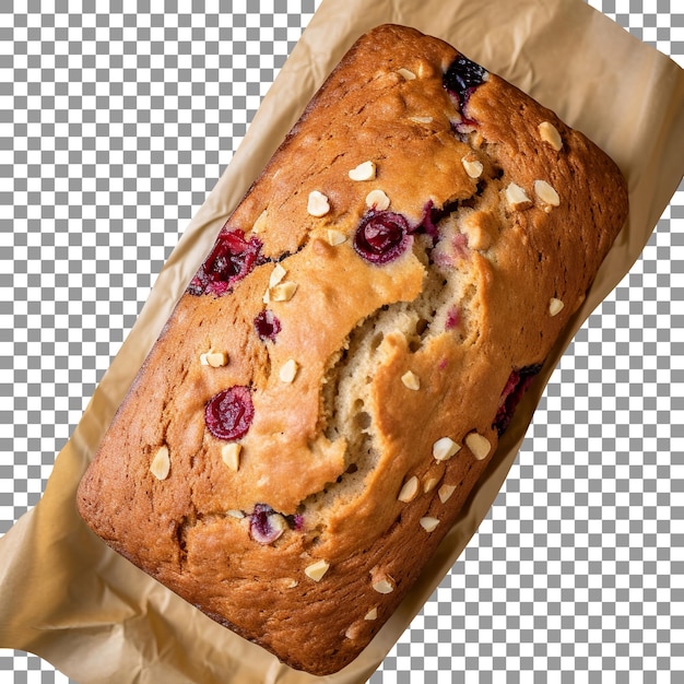 Freshly baked walnut bread loaf isolated on transparent background