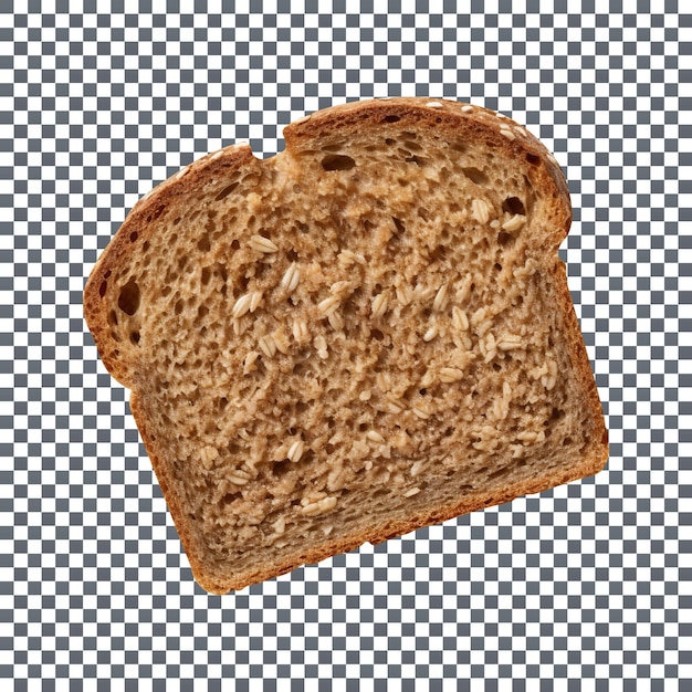 Freshly baked whole grains bread slice isolated on transparent background