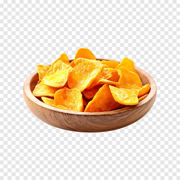 Freshly made pumpkin chips isolated on a transparent background for easy editing