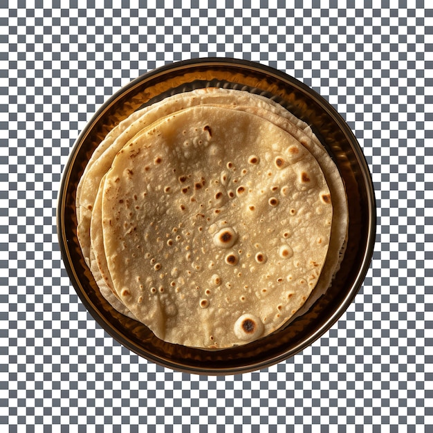 Freshly made roti breads isolated on transparent background