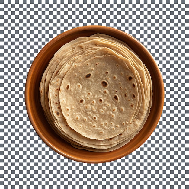 Freshly made roti breads isolated on transparent background