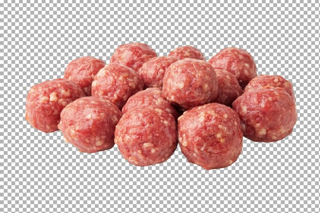 PSD freshly prepared raw meatballs ready for cooking on a clean surface in a kitchen setting