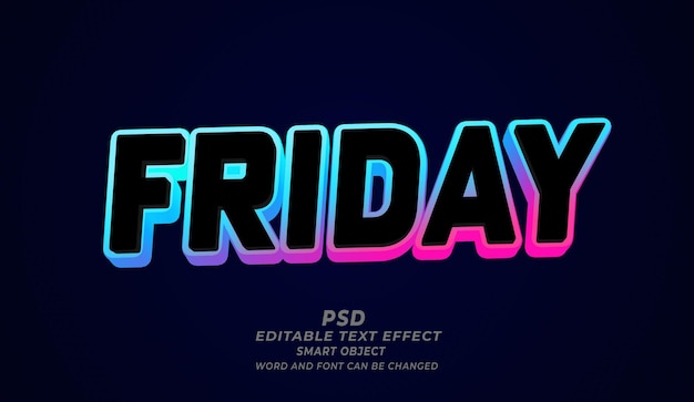 Friday 3d Editable Text Effect Photoshop PSD Style