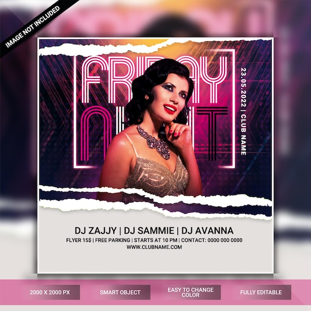 Friday club night party flyer template