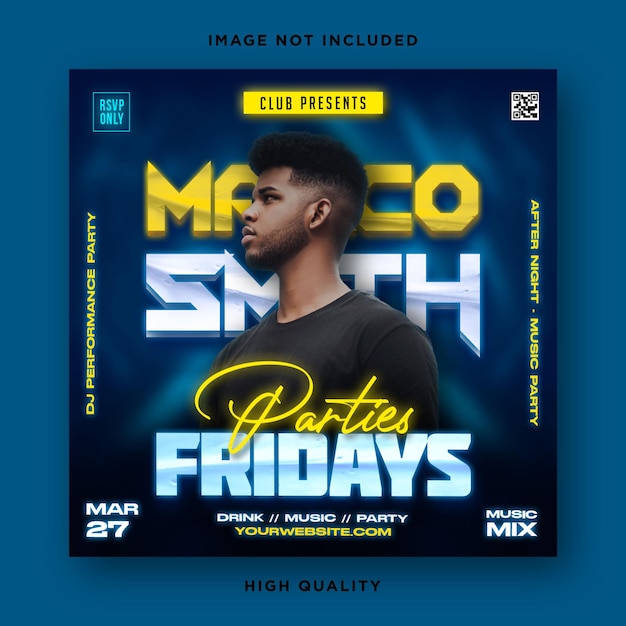 Friday night club flyer template design