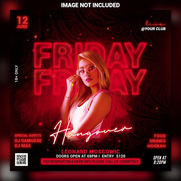 Friday night club party flyer template Premium Psd