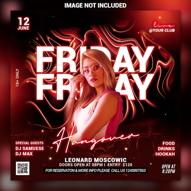 Friday night club party flyer template Premium Psd