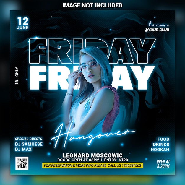 Friday night club party flyer template Premium Psd