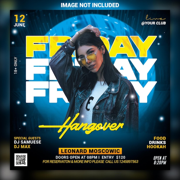 Friday night club party flyer template Premium Psd