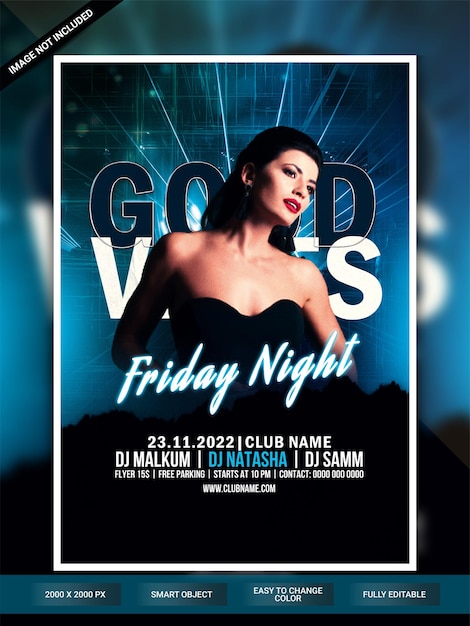 Friday night club party flyer template