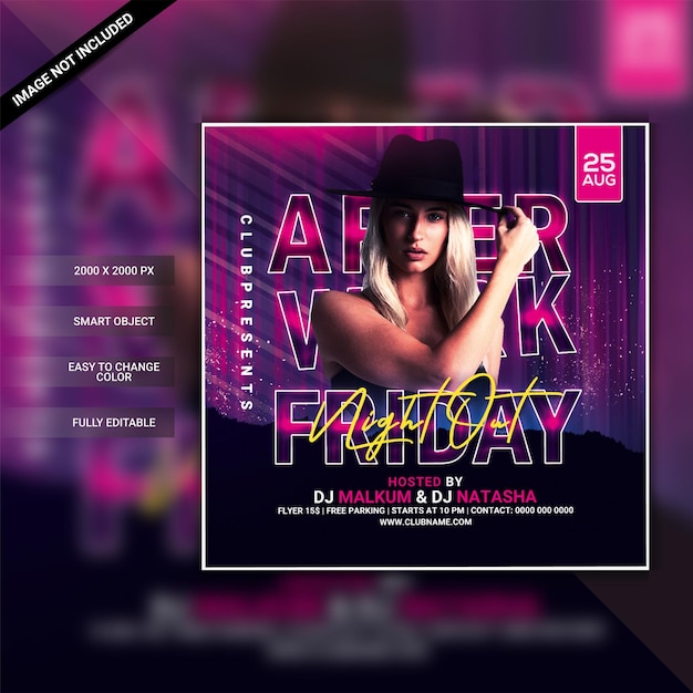 Friday night club party flyer template