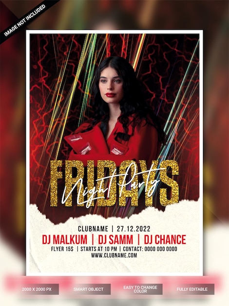 Friday night club party flyer template