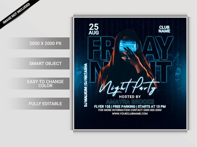 Friday night party flyer template