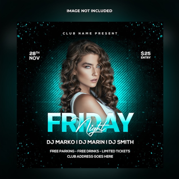 Friday Night Party social media post template