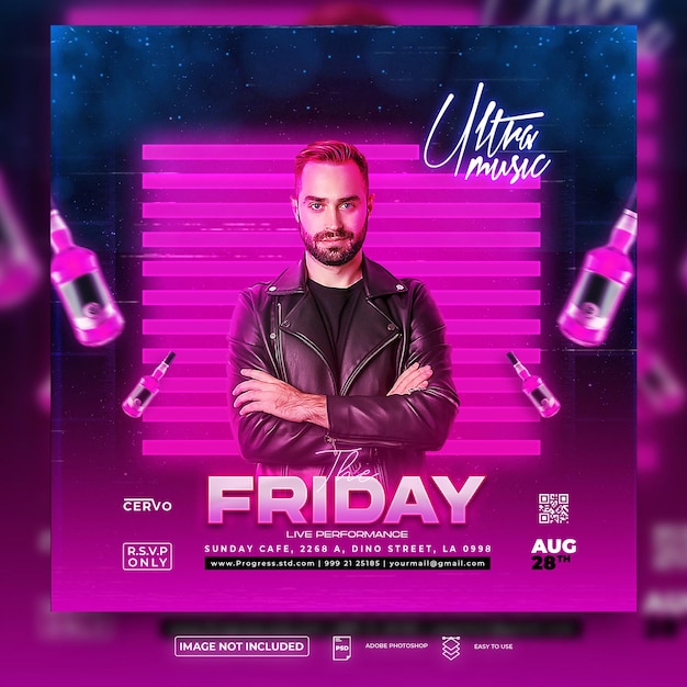 Friday Party Or Night Club Party Event Social Media Post Template