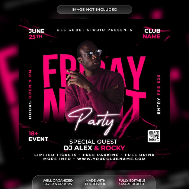 Friday party or night party flyer