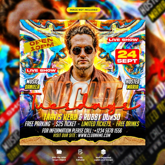 Fridays night party flyer and social media post template