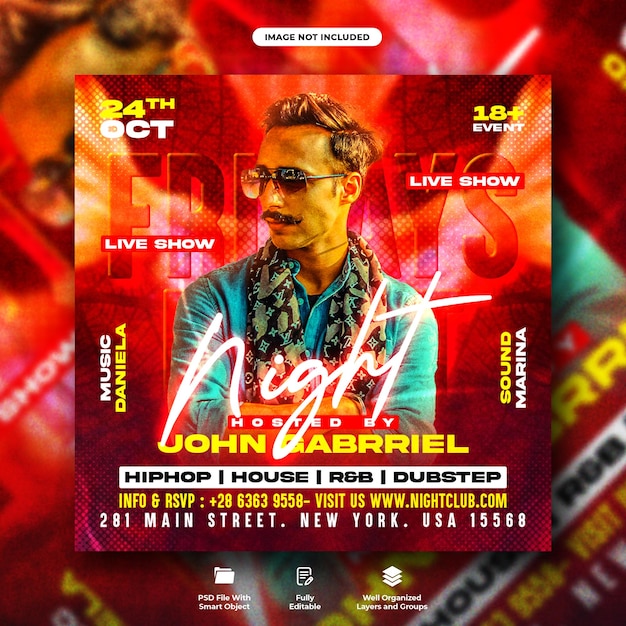 Fridays night party flyer and social media web banner template