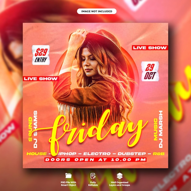 Fridays night party poster template