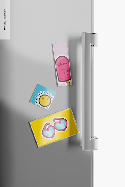 Fridge Magnet Set Mockup, Front View