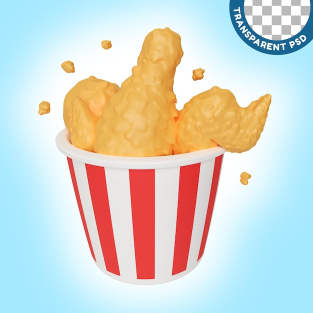 Fried Chicken in a Cup 3D Illustration Icon