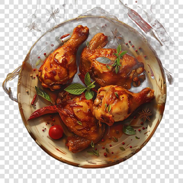 PSD fried chicken dish with various spices mediterranean food life style authentic living