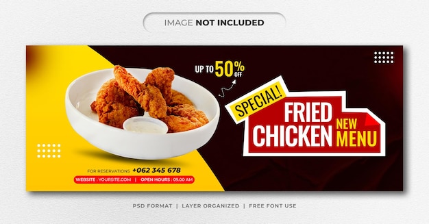 Fried Chicken food menu and restaurant banner template