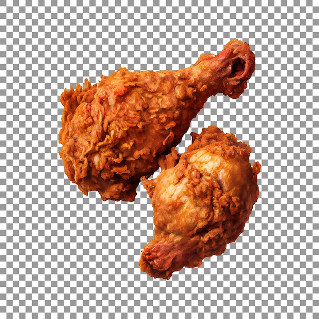 Fried chicken leg piece isolated on a transparent background