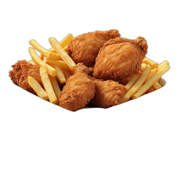 Fried chicken meal PSD on a white background