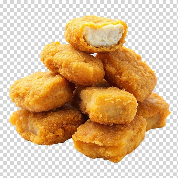 Fried chicken nuggets on transparent background