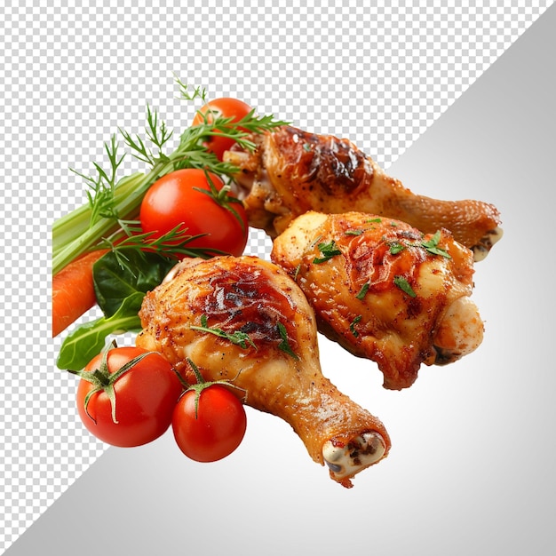 fried chicken with grated cheese tomatoes lettuce isolated on transparent background