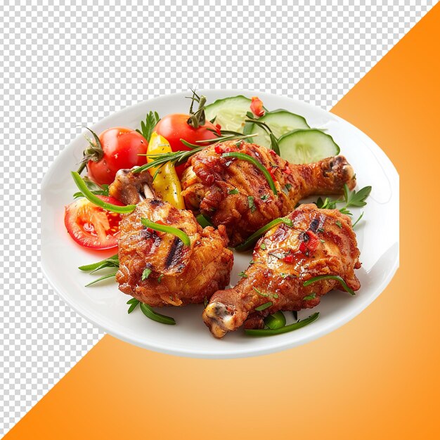 fried chicken with grated cheese tomatoes lettuce isolated on transparent background