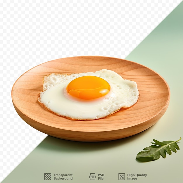 a fried egg is on a plate with a green background.