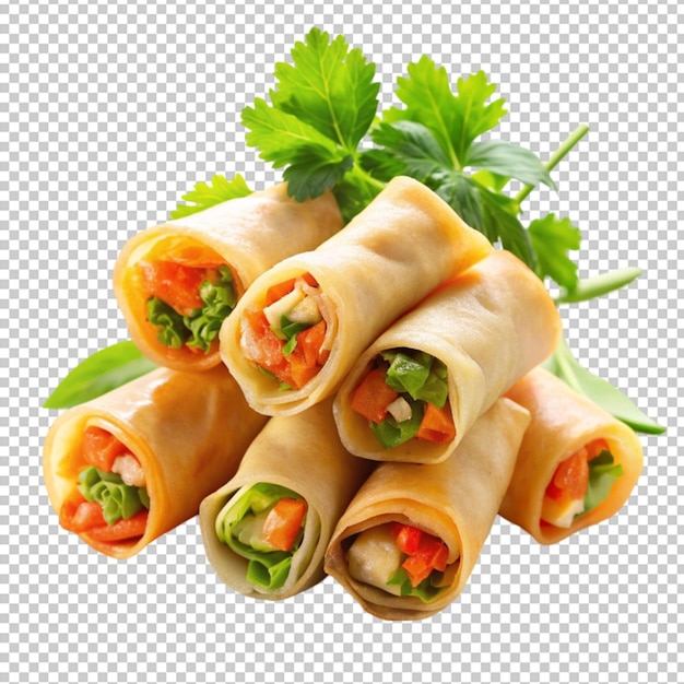 PSD fried egg rolls isolated on white background