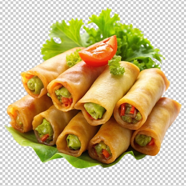 Fried egg rolls Isolated on white background