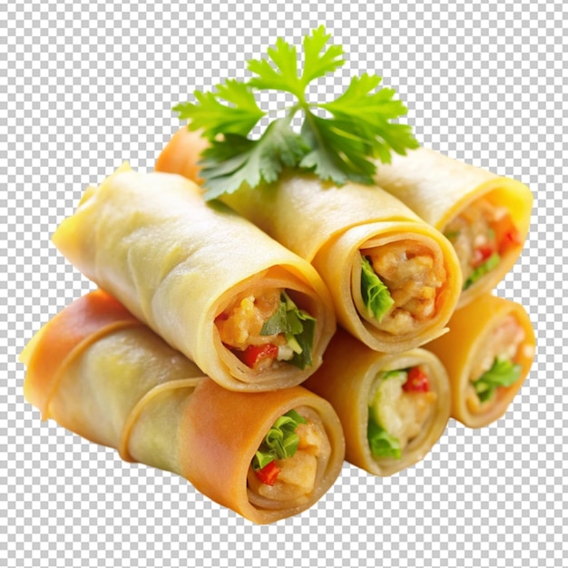 Fried egg rolls Isolated on white background