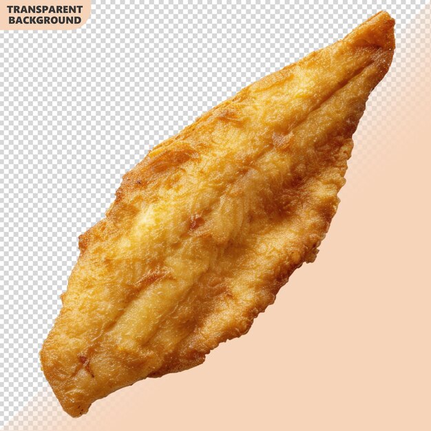 Fried fish filet isolated on transparent background