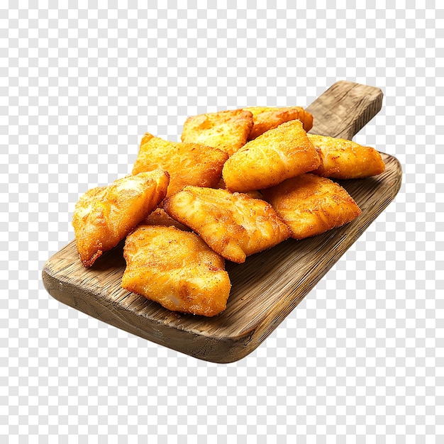 PSD fried fish fillet nuggets isolated on a transparent background