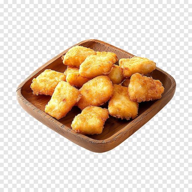 Fried fish fillet nuggets isolated on a transparent background