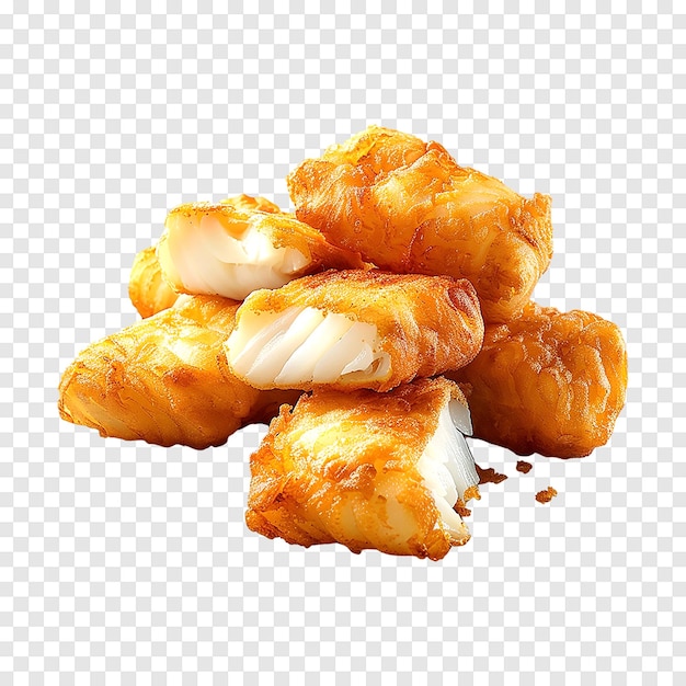 PSD fried fish fillet nuggets isolated on a transparent background