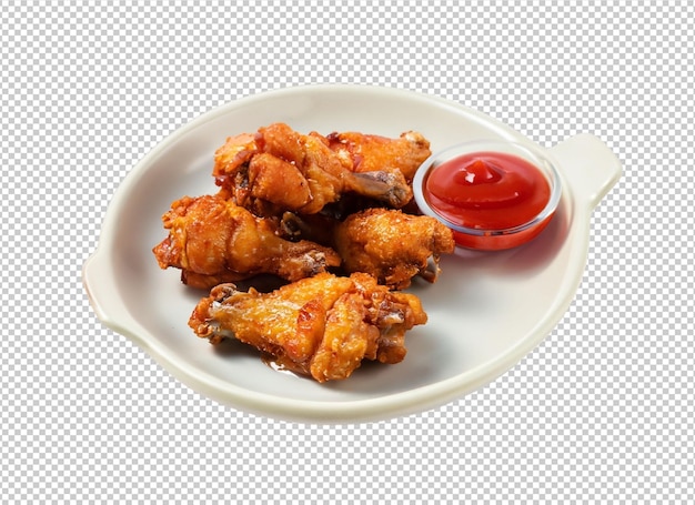 Fried Fresh Chicken wings With tomato sauce On Alpha Layer