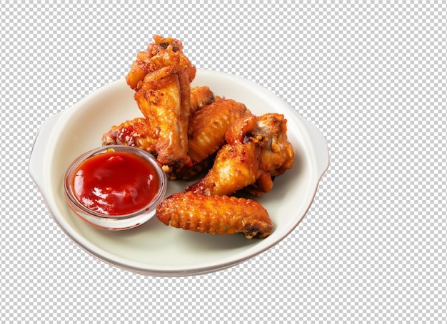 Fried Fresh Chicken wings With tomato sauce On Alpha Layer