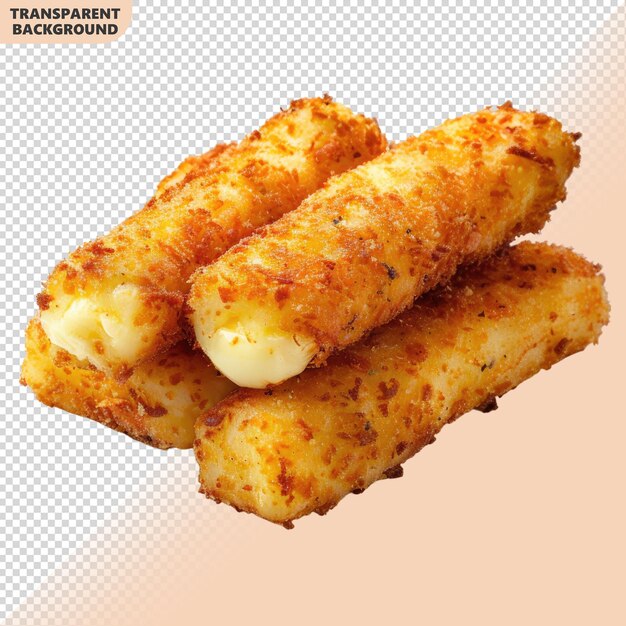 Fried mozzarella sticks isolated on transparent background