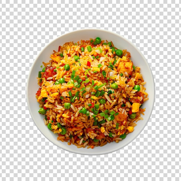 PSD fried rice bowl isolated on a transparent background