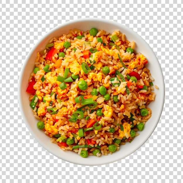 PSD fried rice bowl isolated on a transparent background