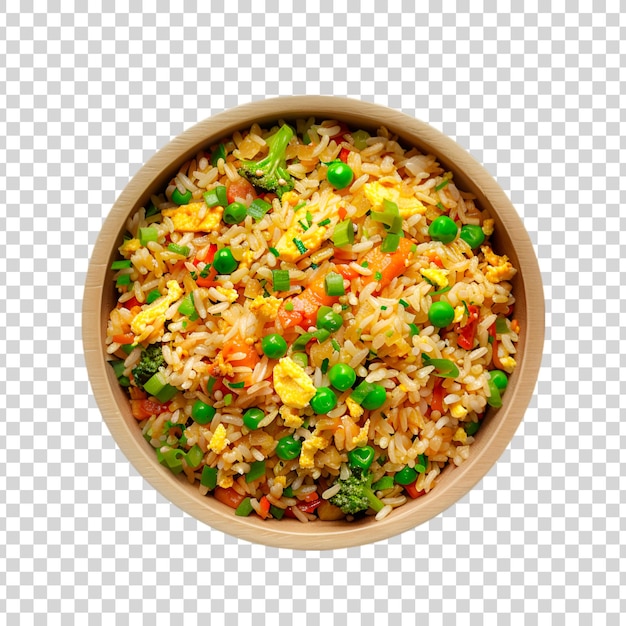 PSD fried rice bowl isolated on a transparent background